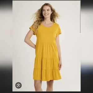 Time and Tru Yellow Tiered Mini Dress